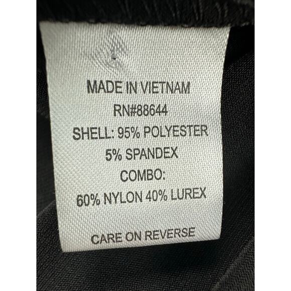 JM Studio Size 12 Black Dress Drape Shimmer Glitter Velvet Floral Cocktail XMAS - Picture 12 of 12